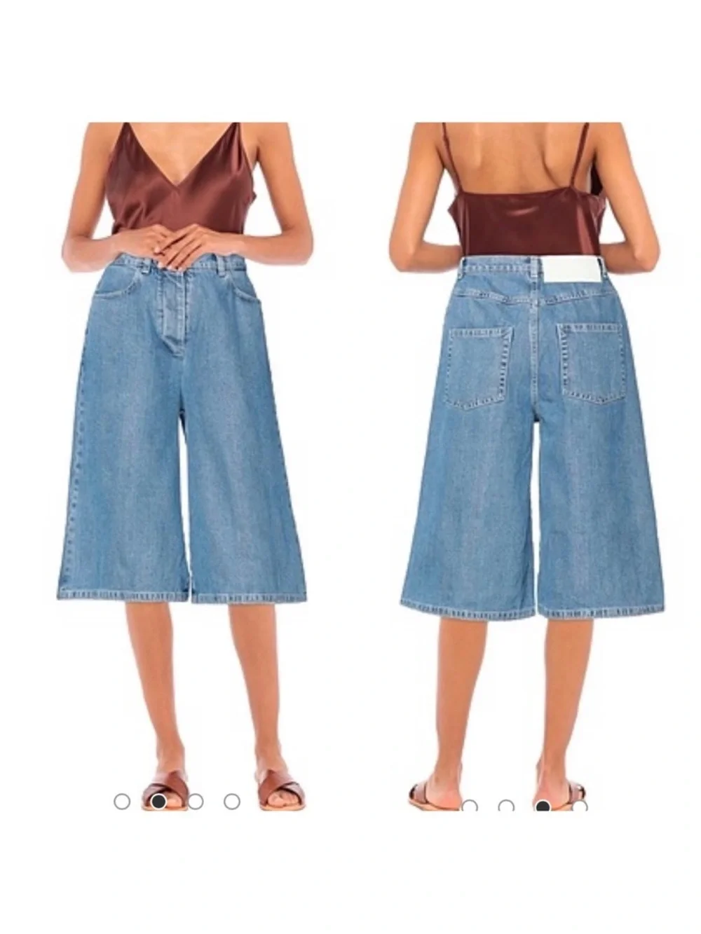 NWT Sunnei Denim Culottes High Rise Wide Leg Shorts 100% Cotton Blue Size M